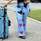 Women's new casual and fashionable distressed patch blue jeans micro flared pants