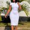 Short sleeved solid color hip hugging OL temperament pencil skirt large size fashionable