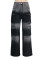 Women's clothing source for spring and summer new styles, women's fashionable and casual multi pocket gradient denim wide leg pants