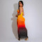 Women's fashion gradient print set with exposed navel folds, two-piece set