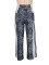 Leopard print high waisted straight leg pants for women, casual and loose, side striped patchwork versatile pants