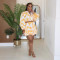 New Fashion Women's Bubble Sleeve Design Short Shirt High Waist Short Skirt Cover