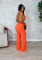 Women's fashion neck hanging, strapless, pleated, tied rope wide leg jumpsuit