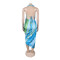 Deep V-neck bead hanging neck sexy high slit printed pattern silk texture dress