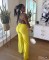 Women's fashion neck hanging, strapless, pleated, tied rope wide leg jumpsuit