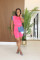 Women's denim patchwork design short sleeved top shorts set two-piece set