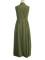 Women's casual fashion solid color shirt collar sleeveless single breasted dress mid length