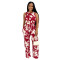 Cross border women's two-piece sleeveless vest, high waisted pants, floral print set
