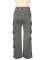 Fashion denim pants, women's casual high waisted straight leg pants