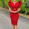 Summer round neck lotus leaf sleeve nail diamond wrapped hip dress party banquet hollow out foreign trade dress