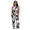 Cross border women's two-piece sleeveless vest, high waisted pants, floral print set