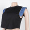 Women's denim patchwork design short sleeved top shorts set two-piece set