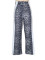 Leopard print high waisted straight leg pants for women, casual and loose, side striped patchwork versatile pants