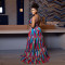 Fashionable women's sexy suspender backless printed color dress