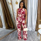 Cross border women's two-piece sleeveless vest, high waisted pants, floral print set
