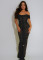 Women's fashionable and sexy pleated mesh ultra long dress