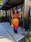 Women's fashion gradient print set with exposed navel folds, two-piece set