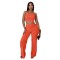 Women's fashion neck hanging, strapless, pleated, tied rope wide leg jumpsuit