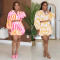 New Fashion Women's Bubble Sleeve Design Short Shirt High Waist Short Skirt Cover