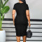 New fashionable and elegant V-neck short sleeved solid color plus size African dress