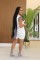 Women's denim patchwork design short sleeved top shorts set two-piece set