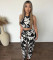 Cross border women's two-piece sleeveless vest, high waisted pants, floral print set