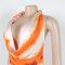 Deep V-neck bead hanging neck sexy high slit printed pattern silk texture dress