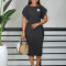 Short sleeved round neck fashionable temperament elegant OL hip bag