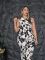 Cross border women's two-piece sleeveless vest, high waisted pants, floral print set
