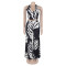 Fashionable and sexy printed neck hanging top, wide leg pants two-piece set