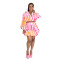 New Fashion Women's Bubble Sleeve Design Short Shirt High Waist Short Skirt Cover