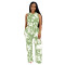 Cross border women's two-piece sleeveless vest, high waisted pants, floral print set