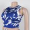 Cross border women's two-piece sleeveless vest, high waisted pants, floral print set