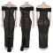 Women's fashionable and sexy pleated mesh ultra long dress