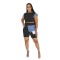 Women's denim patchwork design short sleeved top shorts set two-piece set