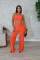 Women's fashion neck hanging, strapless, pleated, tied rope wide leg jumpsuit