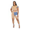Women's denim patchwork design short sleeved top shorts set two-piece set