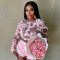 Embroidered net set round neck long sleeved top paired with sexy shorts two-piece set for women
