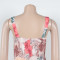 Women's sexy slit skirt elegant printed suspender dress