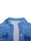 文档 图片 22/1000  实时翻译 Summer New Fashionable Denim Printed Set Women's Short sleeved Top and Shorts Three Piece