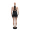 Sexy lace up sleeveless jumpsuit with sequins and tassels, short and slim fit pearl pants