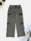 Fashion denim pants, women's casual high waisted straight leg pants