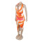 Deep V-neck bead hanging neck sexy high slit printed pattern silk texture dress