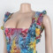 New fashionable women's pleated design printed dress