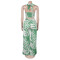 Fashionable and sexy printed neck hanging top, wide leg pants two-piece set