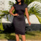Short sleeved solid color hip hugging OL temperament pencil skirt large size fashionable