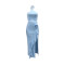 Solid color side opening ruffle skirt paired with lace up sleeveless top