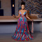 Fashionable women's sexy suspender backless printed color dress