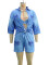 文档 图片 22/1000  实时翻译 Summer New Fashionable Denim Printed Set Women's Short sleeved Top and Shorts Three Piece
