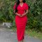 New fashionable and elegant V-party long dress with diamond hot stamping African dress